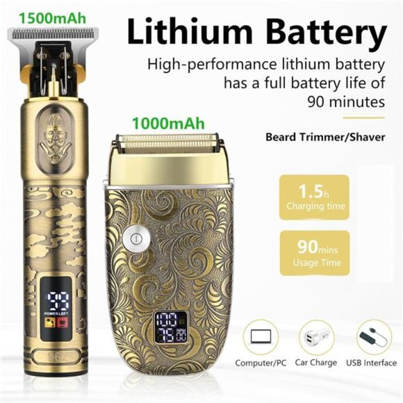 Beard Trimmer Rechargeable, Professional Hair Clippers & Foil Electric Razor - Picture 2 of 7